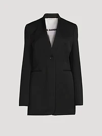 Wool Collarless Blazer