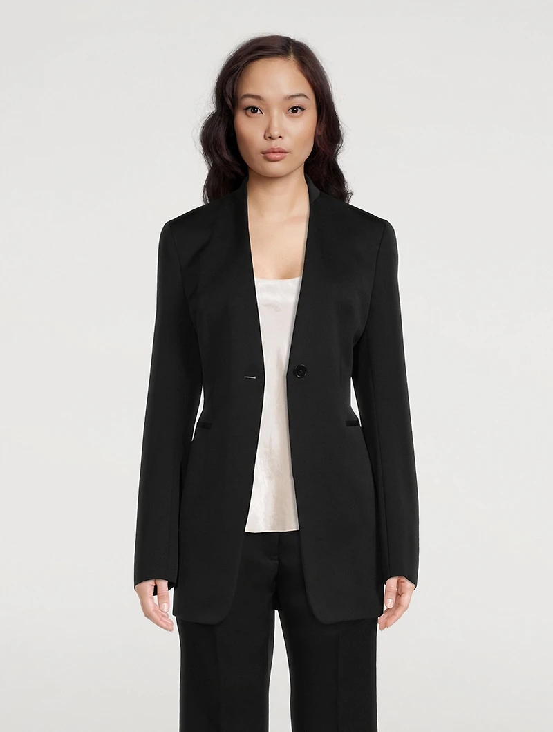 Wool Collarless Blazer