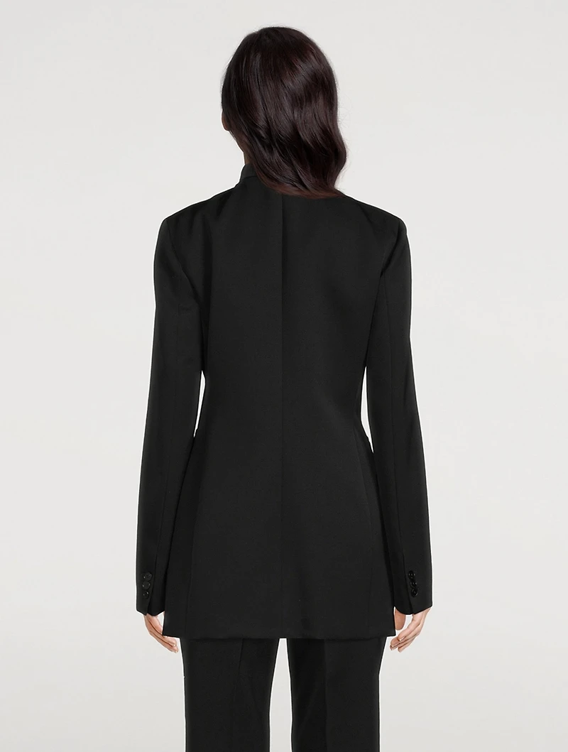 Wool Collarless Blazer