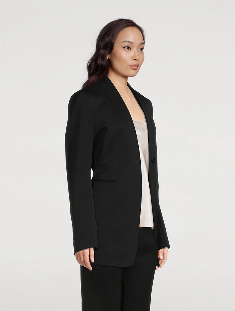 Wool Collarless Blazer