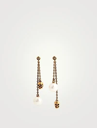 Skull And Faux Pearl Drop Earrings