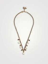 Skull And Faux Pearl Chain Necklace