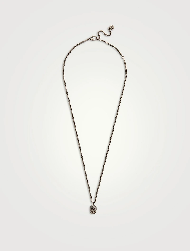 Pavé Skull Pendant Necklace With Crystals