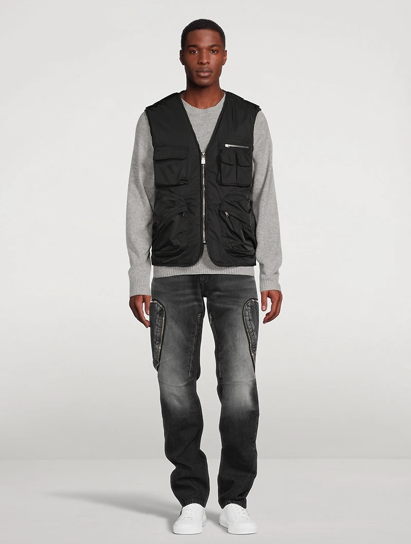 Cotton Slim-Fit Jeans With Zippers