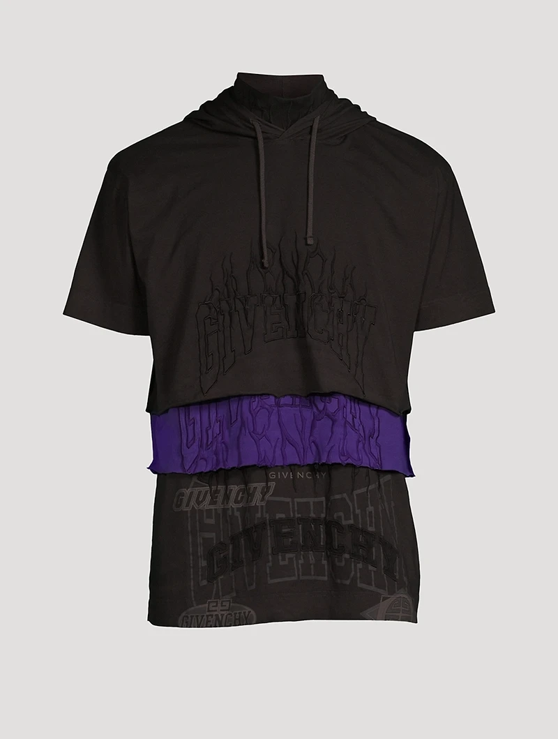 Embroidered Jersey T-Shirt With Overlapped Effect