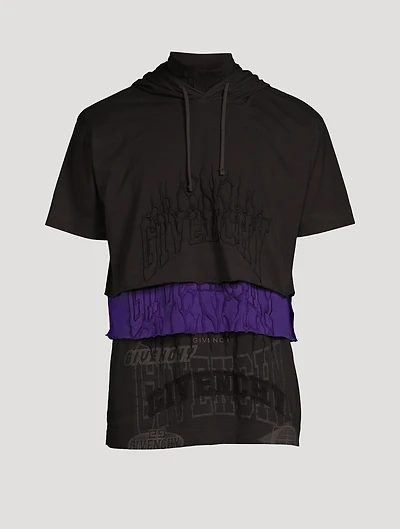 Embroidered Jersey T-Shirt With Overlapped Effect