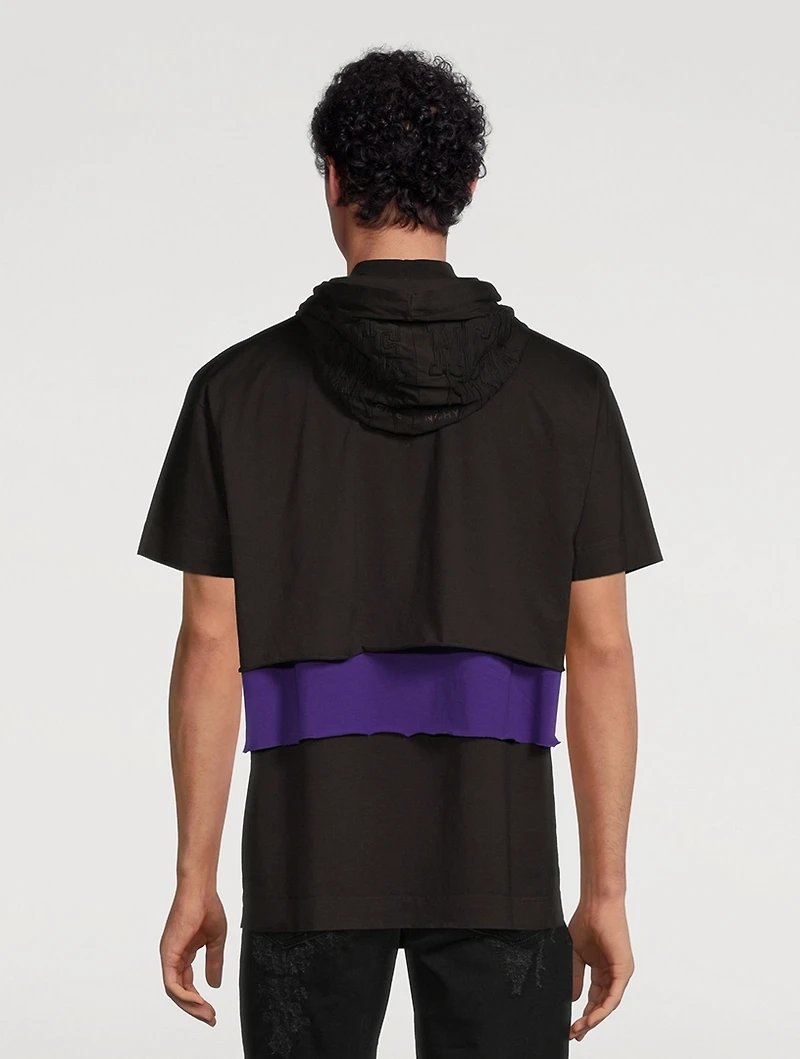 Embroidered Jersey T-Shirt With Overlapped Effect