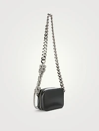Knot And Crystal Chain Leather Camera Bag