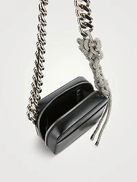 Knot And Crystal Chain Leather Camera Bag