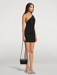 Knot And Crystal Chain Leather Camera Bag