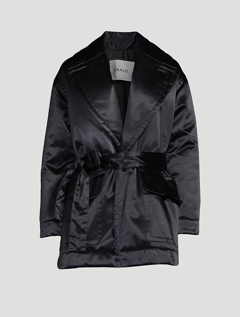 Sustainable Satin Down Robe Coat