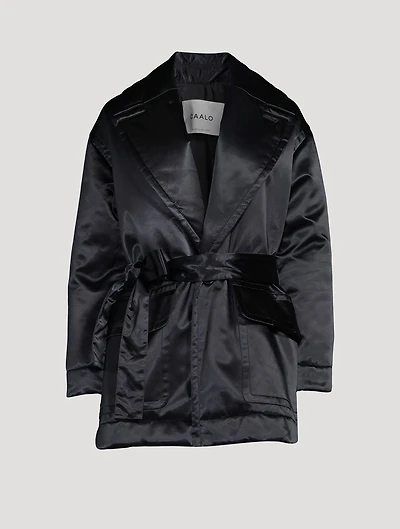 Sustainable Satin Down Robe Coat