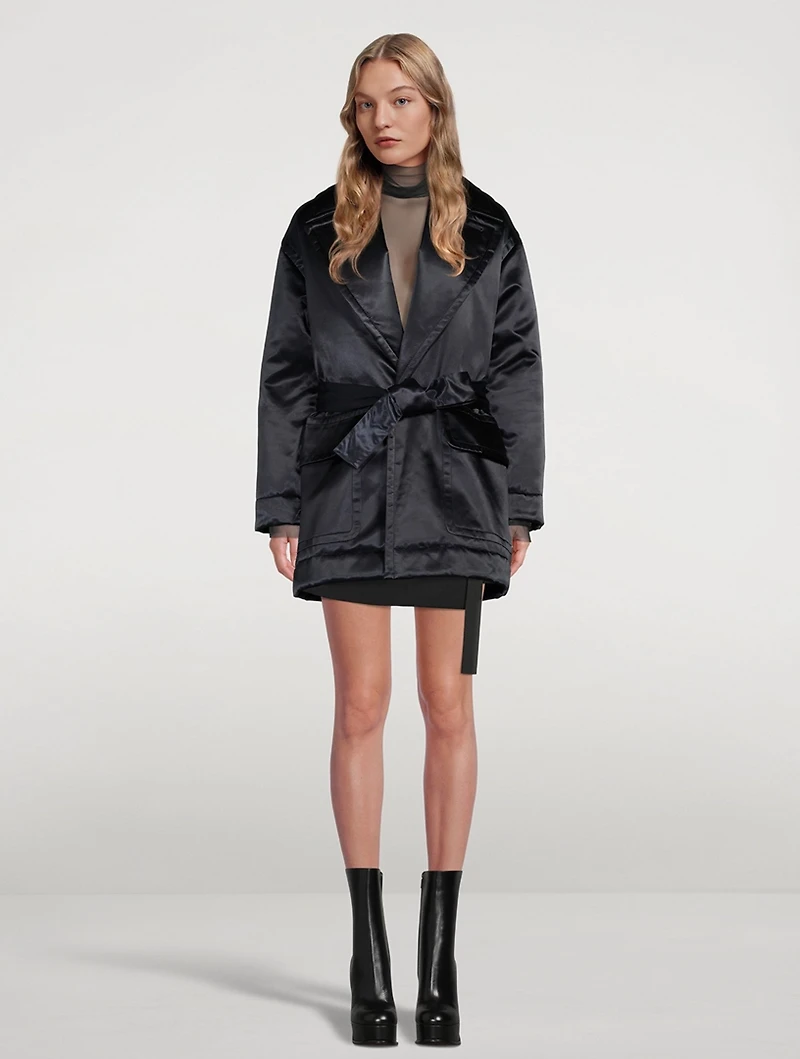 Sustainable Satin Down Robe Coat