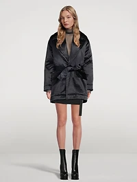 Sustainable Satin Down Robe Coat