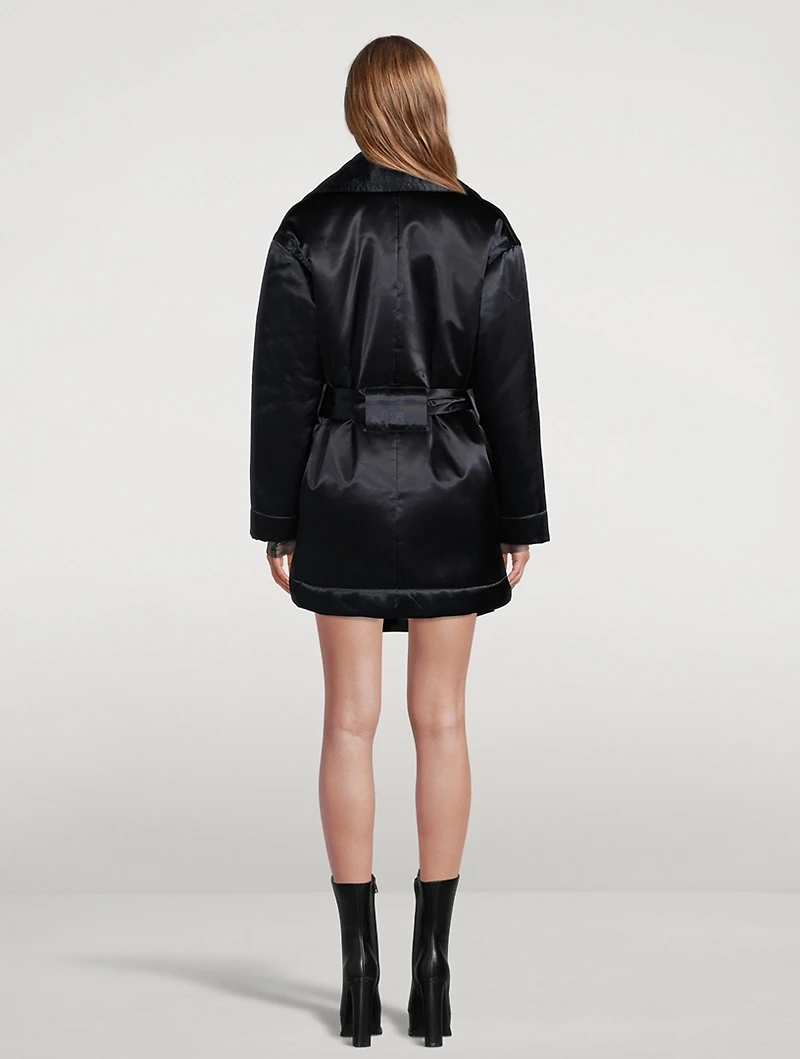 Sustainable Satin Down Robe Coat