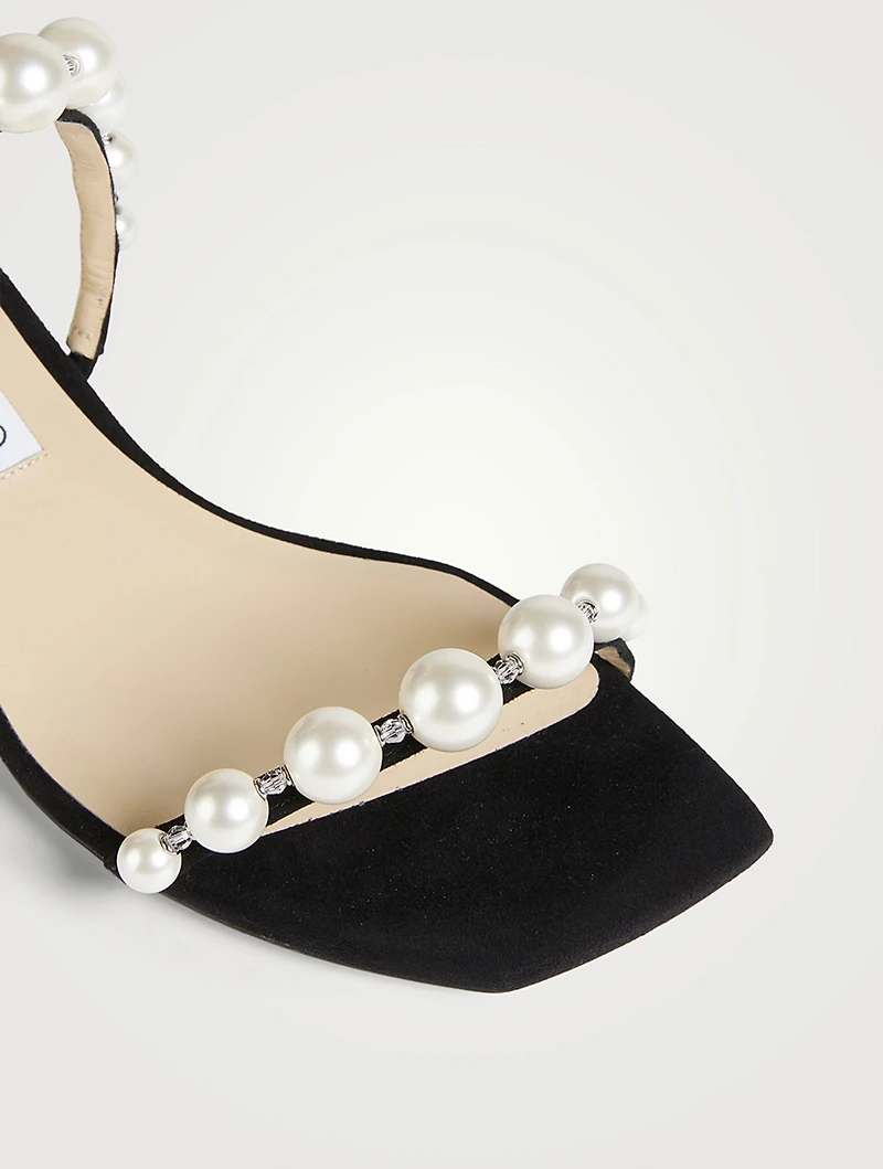 Amara Pearl-Embellished Suede Mules