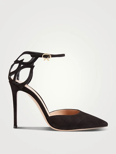 Fleur Cut-Out Suede Pumps
