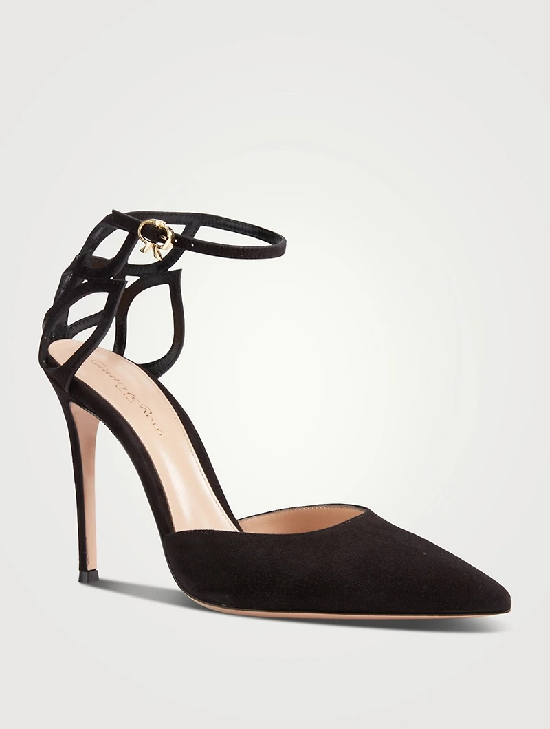 Fleur Cut-Out Suede Pumps