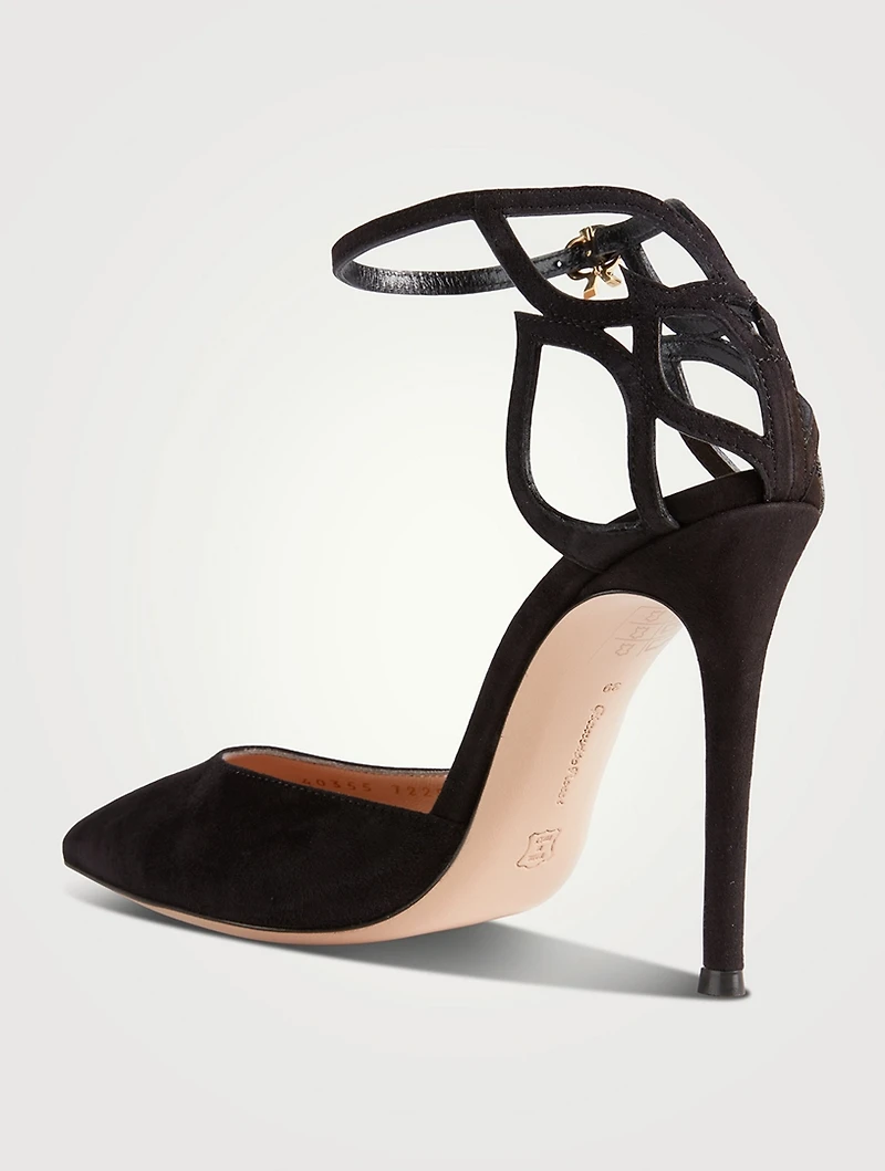 Fleur Cut-Out Suede Pumps