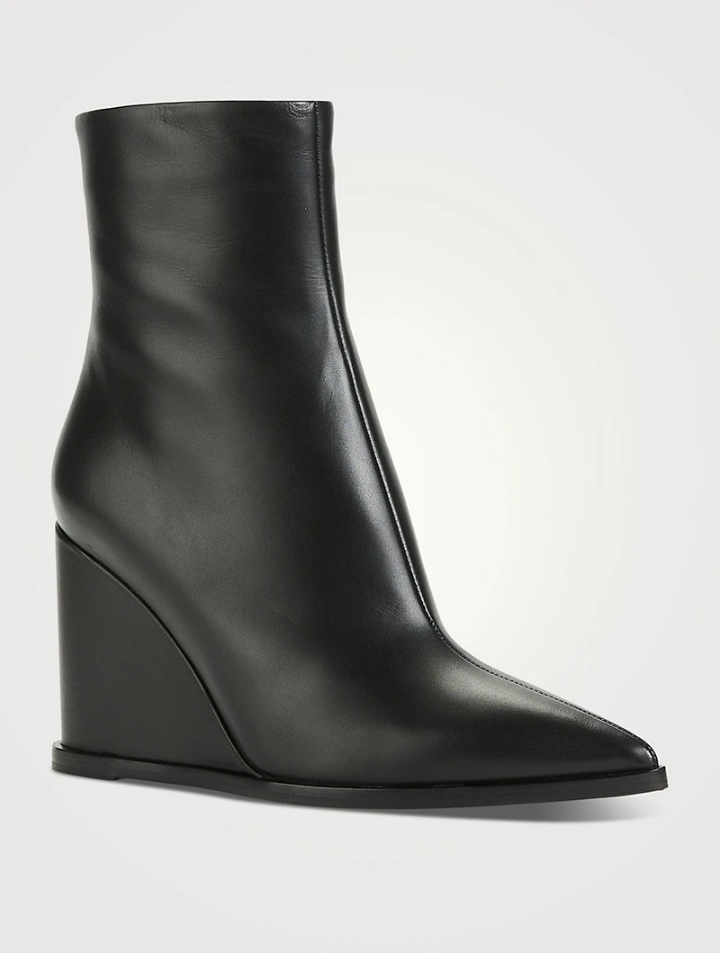 Leather Wedge Ankle Boots