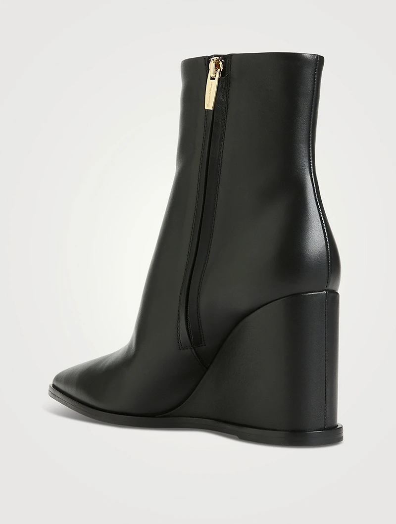 Leather Wedge Ankle Boots