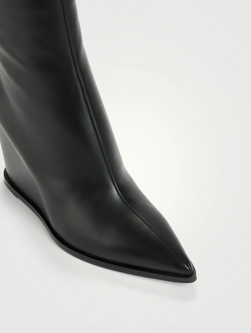 Leather Wedge Ankle Boots