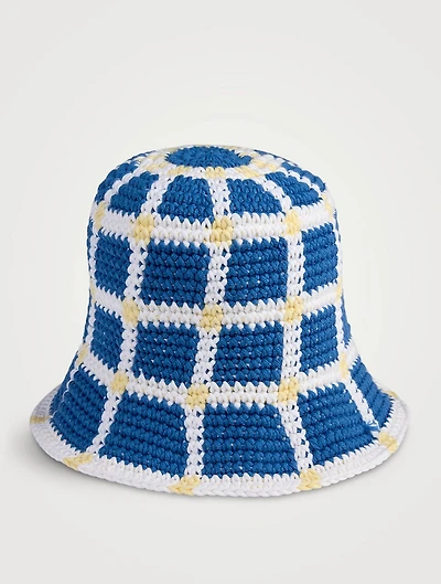 Crochet Plaid Bucket Hat