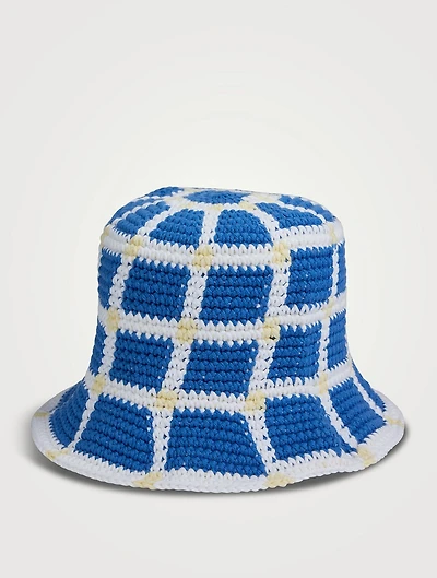 Crochet Plaid Bucket Hat