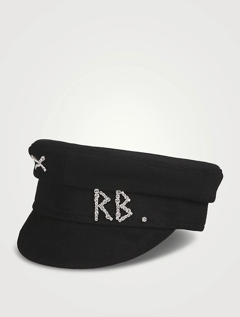 Wool Baker Boy Cap With Crystal Logo