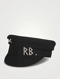 Wool Baker Boy Cap With Crystal Logo