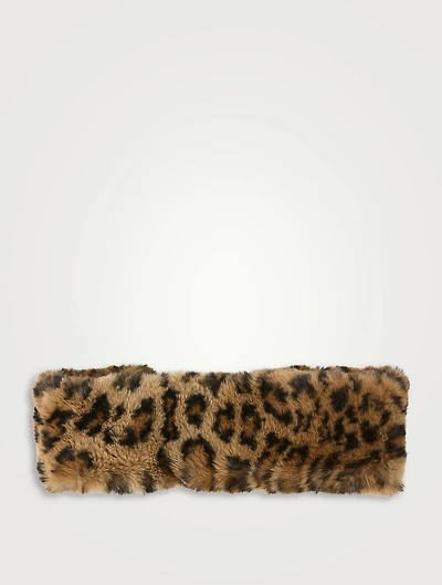Eleni Faux Fur Headband In Leopard Print
