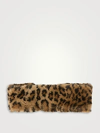 Eleni Faux Fur Headband In Leopard Print