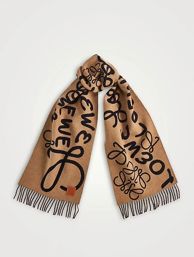 Wool Cashmere Scarf With Logo
