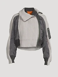 Nylon Twill x Wool Knit Blouson Jacket
