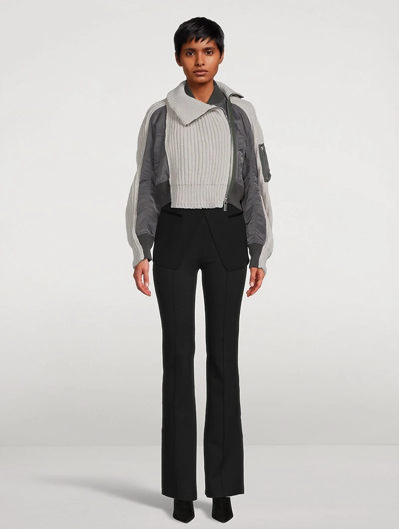 Nylon Twill x Wool Knit Blouson Jacket