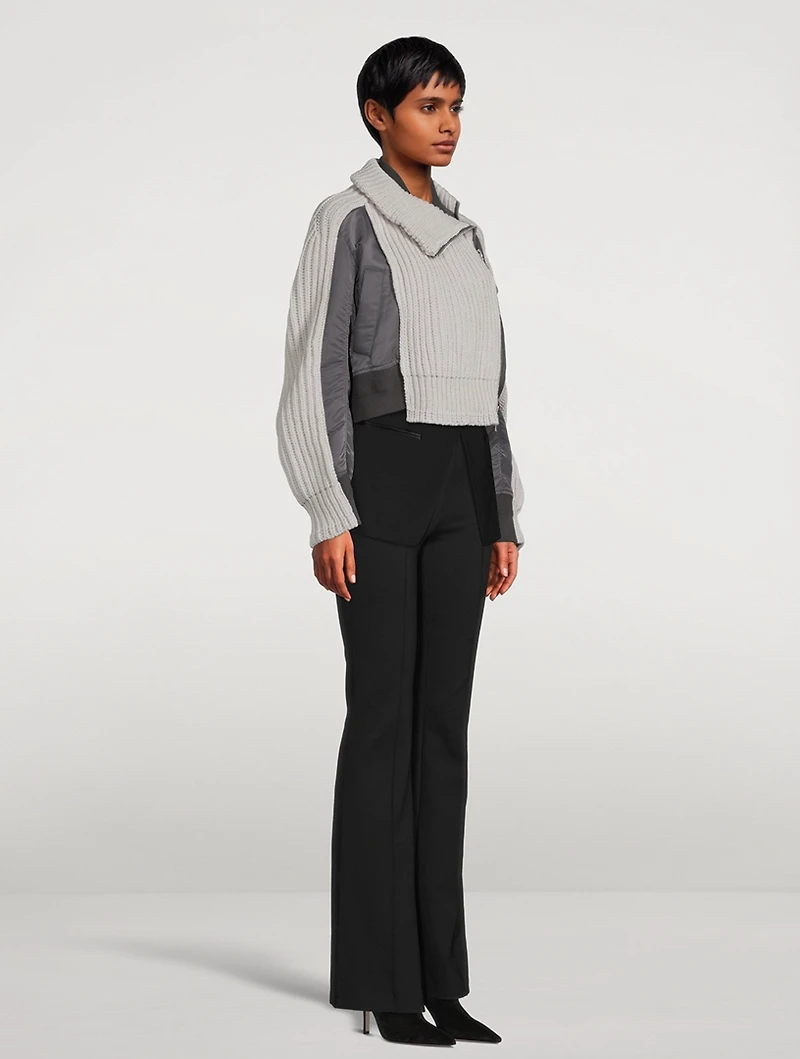 Nylon Twill x Wool Knit Blouson Jacket