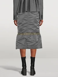 Nylon Twill Mix Midi Skirt