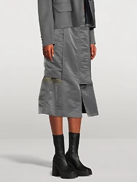 Nylon Twill Mix Midi Skirt
