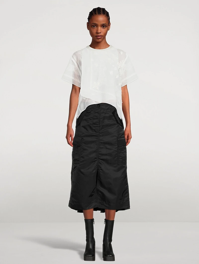 Nylon Twill Mix Cargo Skirt