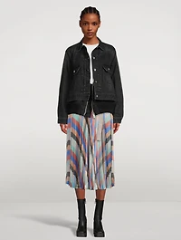 Pleated Midi Skirt Plaid Print