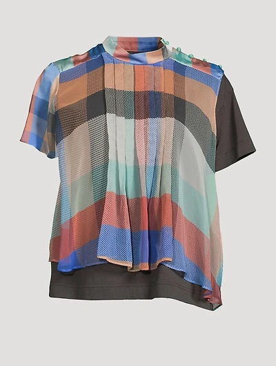 Jersey T-Shirt With Chiffon Overlayer