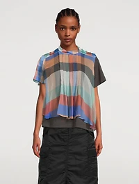Jersey T-Shirt With Chiffon Overlayer