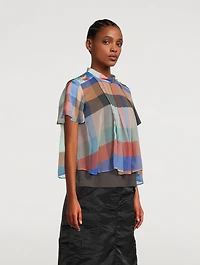 Jersey T-Shirt With Chiffon Overlayer