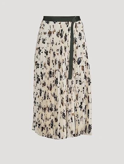 Pleated Midi Skirt Floral Print
