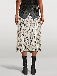 Pleated Midi Skirt Floral Print