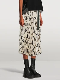 Pleated Midi Skirt Floral Print