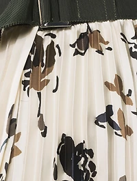 Pleated Midi Skirt Floral Print