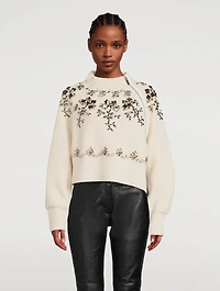 Flower Studs Wool Sweater