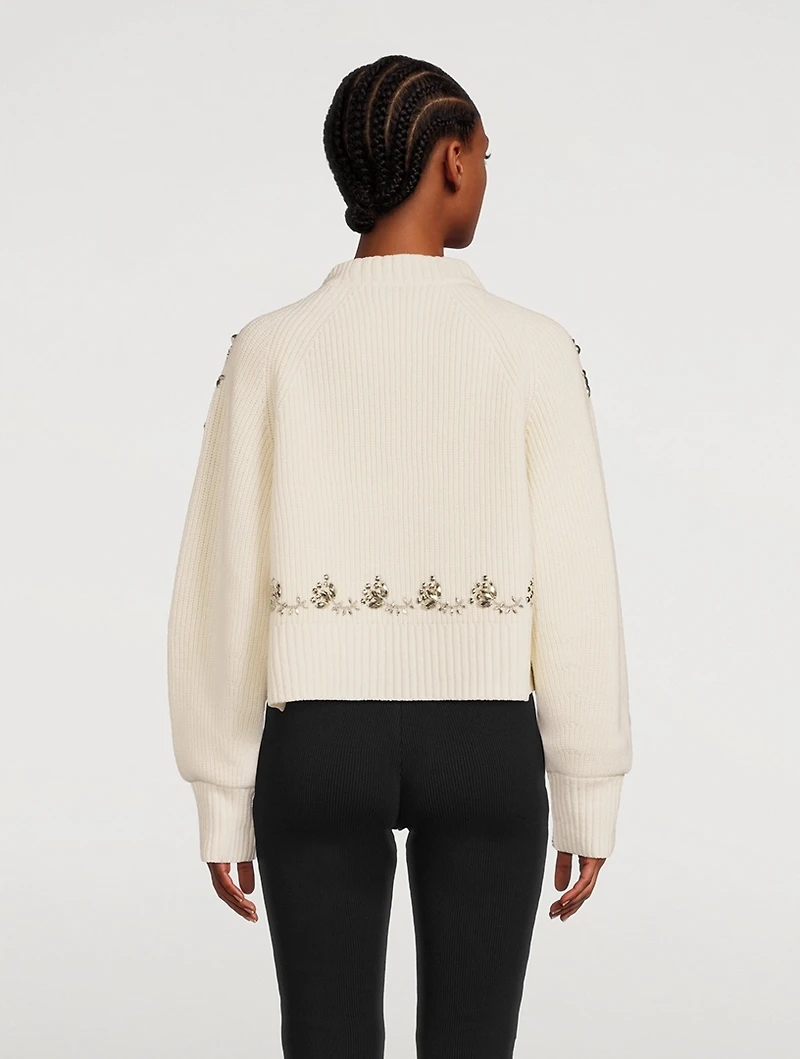 Flower Studs Wool Sweater
