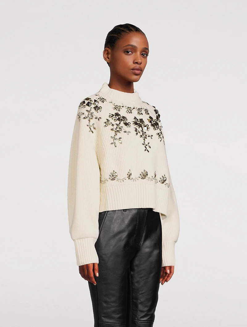 Flower Studs Wool Sweater